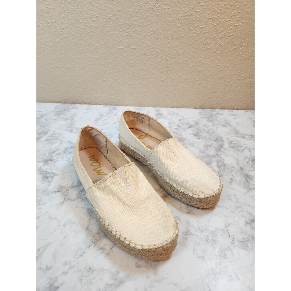 Sam Edelman Womens 9 Cream Cherlene Espadrille Platform Slip On Flats
